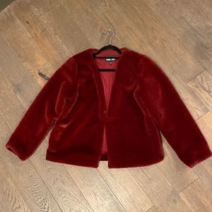 Mags & Pye Faux Fur Jacket, Red